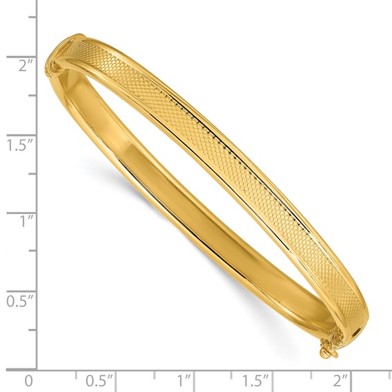 Leslie's 14K Polished and Textured Hinged Bangle