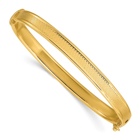 Leslie's 14K Polished and Textured Hinged Bangle
