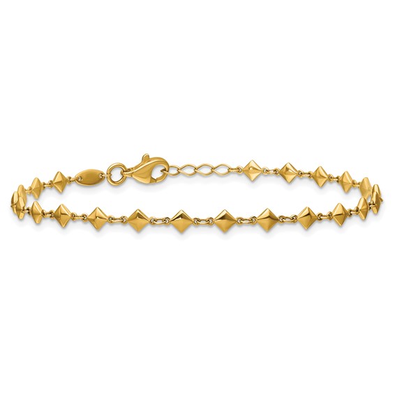 Leslie's 14K Polished Geometric Fancy with .5 in ext. Bracelet