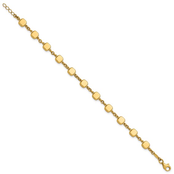 Leslie's 14K Polished Geometric Square with .5 in ext. Bracelet