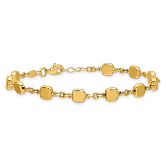 Leslie's 14K Polished Geometric Square with .5 in ext. Bracelet
