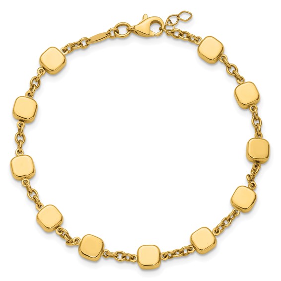 Leslie's 14K Polished Geometric Square with .5 in ext. Bracelet