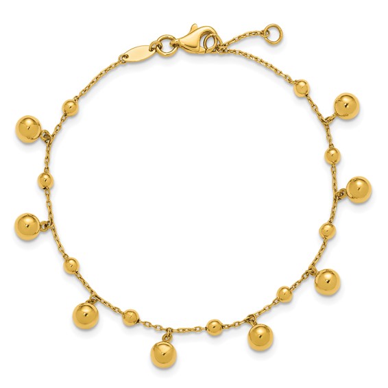 Leslie's 14K Polished Dangle Beaded with .5in ext. Bracelet