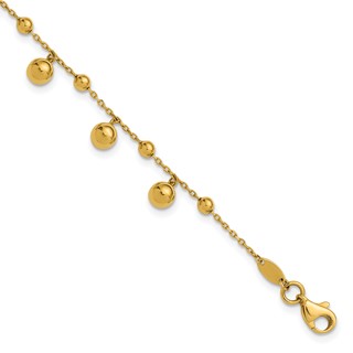 Leslie's 14K Polished Dangle Beaded with .5in ext. Bracelet