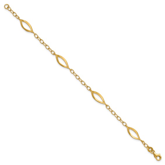 Leslie's 14K Polished and Brushed Solid Fancy Link Bracelet