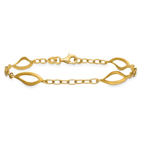 Leslie's 14K Polished and Brushed Solid Fancy Link Bracelet