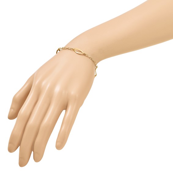 Leslie's 14K Polished and Brushed Solid Fancy Link Bracelet