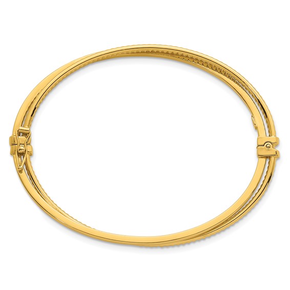 Leslie's 14K Polished and Textured Hinged Bangle
