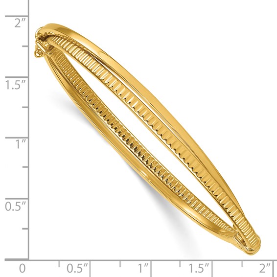 Leslie's 14K Polished and Textured Hinged Bangle