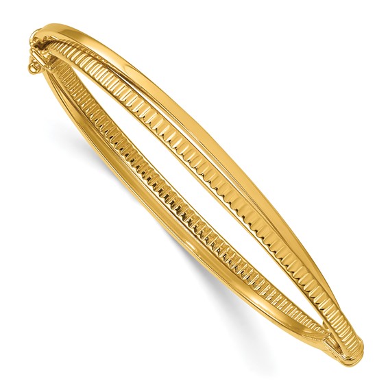 Leslie's 14K Polished and Textured Hinged Bangle