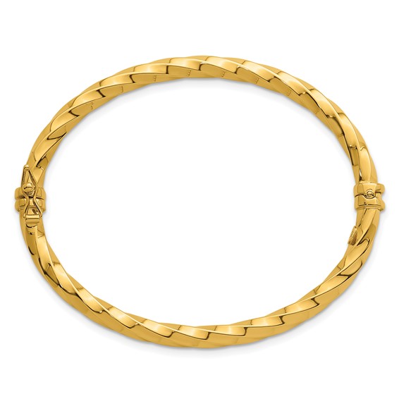 Leslie's 14K Polished and Twisted Hinged Bangle