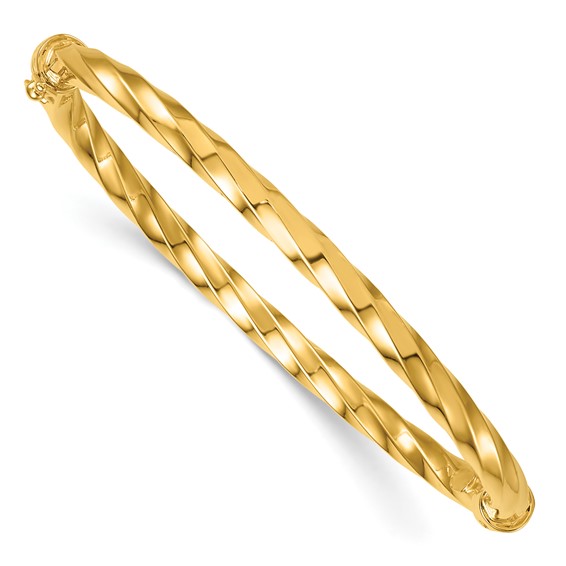 Leslie's 14K Polished and Twisted Hinged Bangle