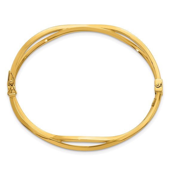 Leslie's 14K Polished and Brushed Wavy Hinged Bangle