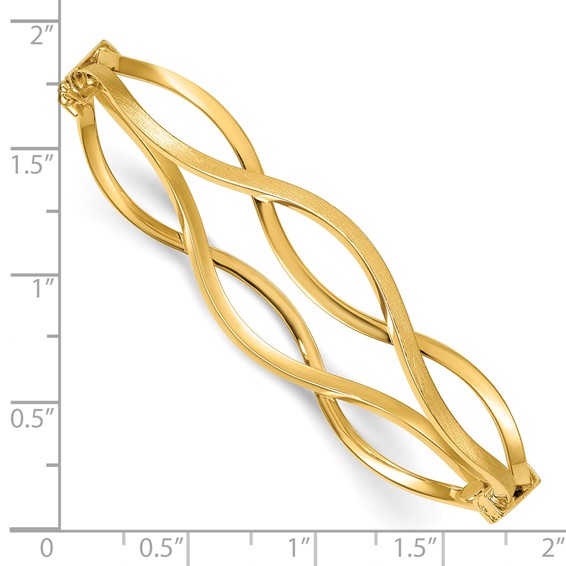 Leslie's 14K Polished and Brushed Wavy Hinged Bangle