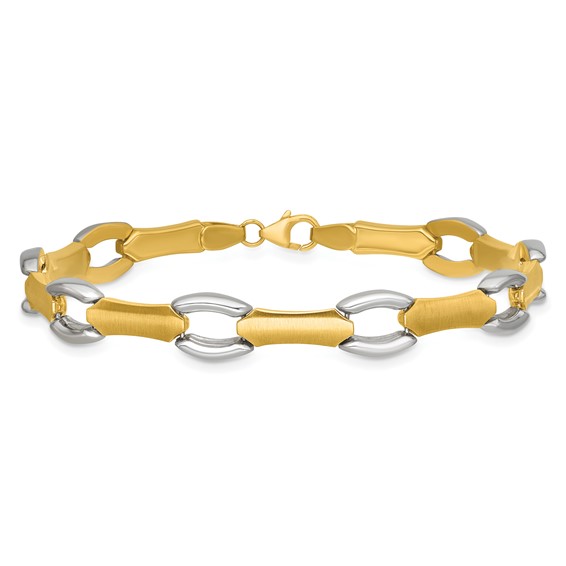 Leslie's 14K with White Rhodium Polished and Brushed Fancy Bracelet