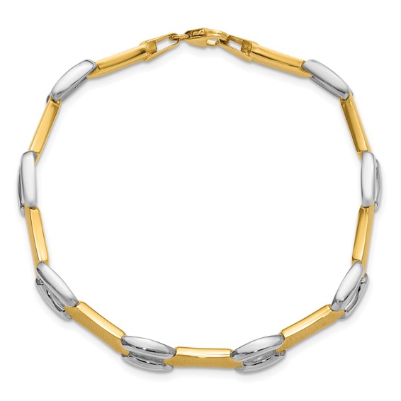 Leslie's 14K with White Rhodium Polished and Brushed Fancy Bracelet
