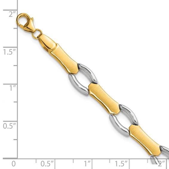 Leslie's 14K with White Rhodium Polished and Brushed Fancy Bracelet