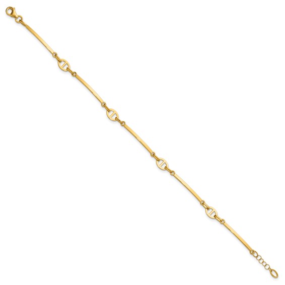 Leslie's 14K Polished Bar Link w/ .5in Ext. Bracelet