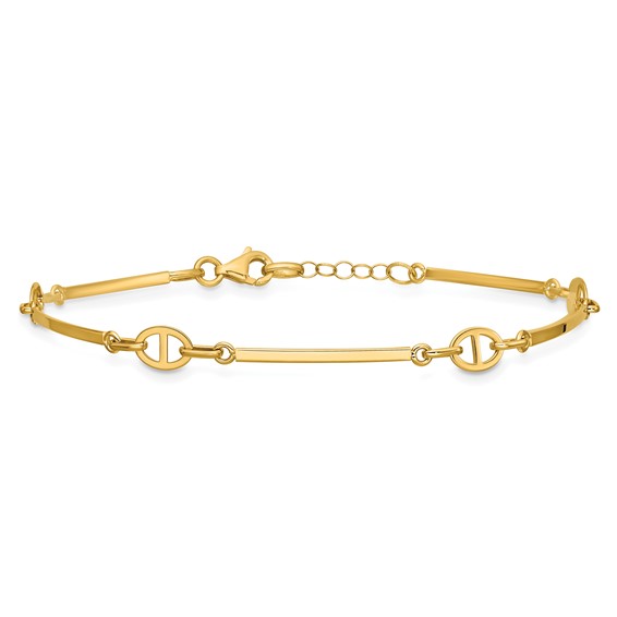 Leslie's 14K Polished Bar Link w/ .5in Ext. Bracelet