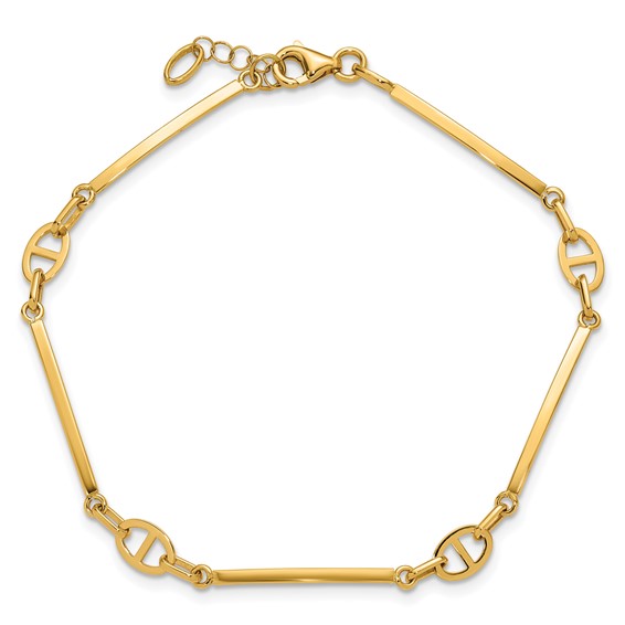 Leslie's 14K Polished Bar Link w/ .5in Ext. Bracelet