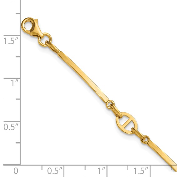 Leslie's 14K Polished Bar Link w/ .5in Ext. Bracelet