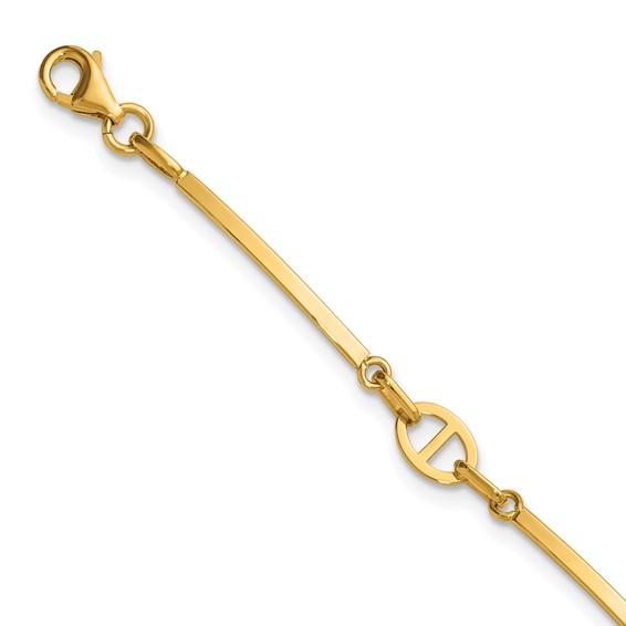 Leslie's 14K Polished Bar Link w/ .5in Ext. Bracelet