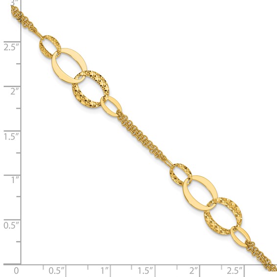 Leslie's 14K Polished and Dia-cut  2-Strand Oval Links w/.5in ext. Bracelet