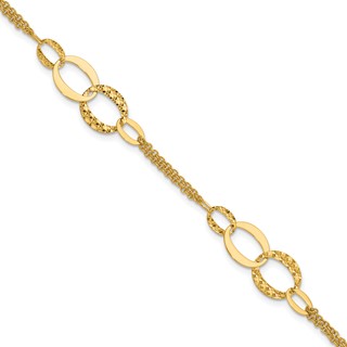 Leslie's 14K Polished and Dia-cut  2-Strand Oval Links w/.5in ext. Bracelet