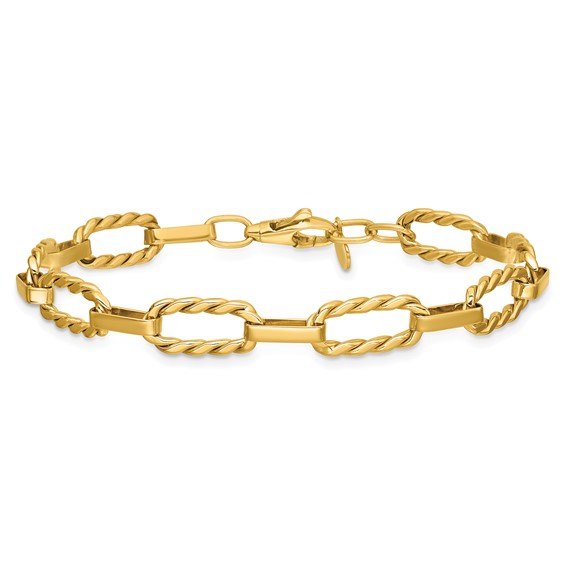 Leslie's 14K Polished and Twisted Fancy Link Bracelet