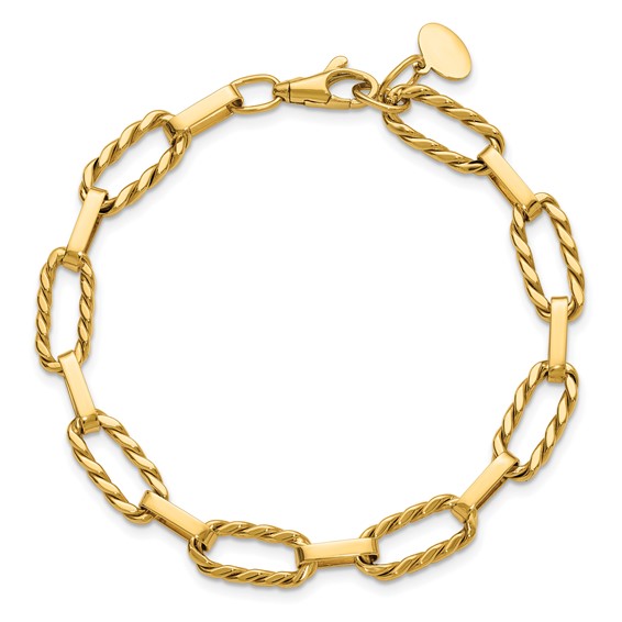 Leslie's 14K Polished and Twisted Fancy Link Bracelet