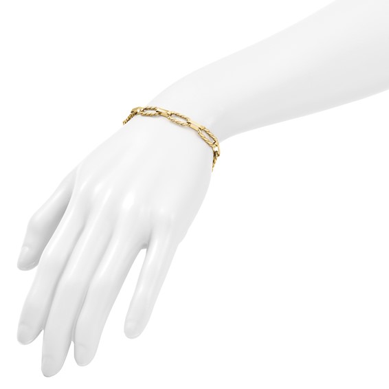 Leslie's 14K Polished and Twisted Fancy Link Bracelet