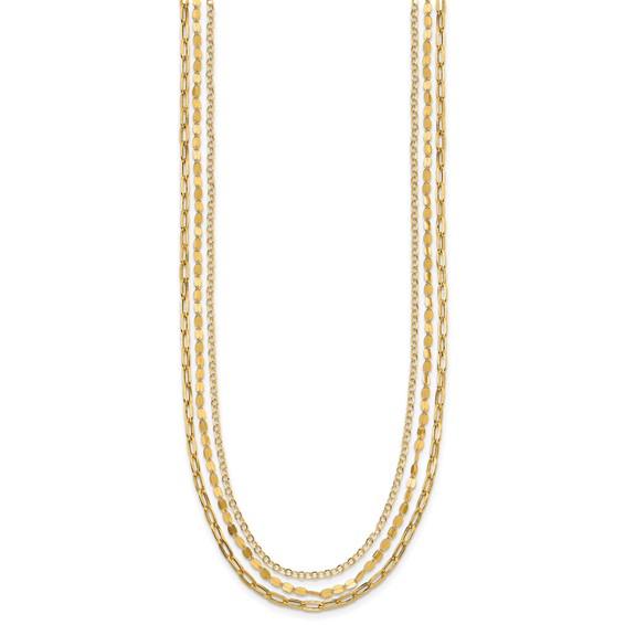 Leslie's 14K Polished 3-strand Fancy Link w/2in ext. Necklace