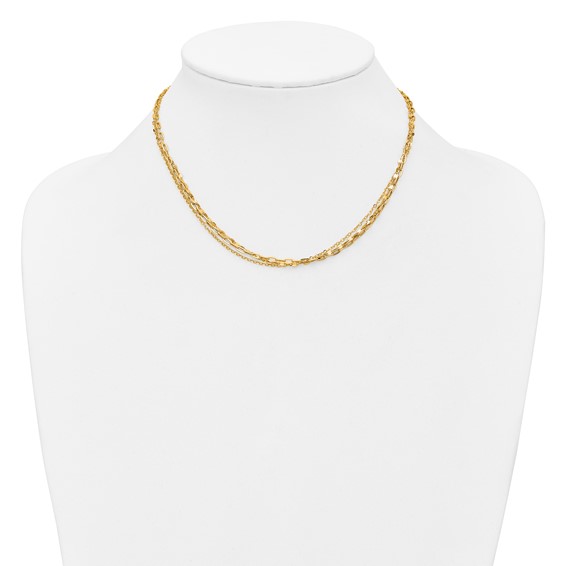 Leslie's 14K Polished 3-strand Fancy Link w/2in ext. Necklace