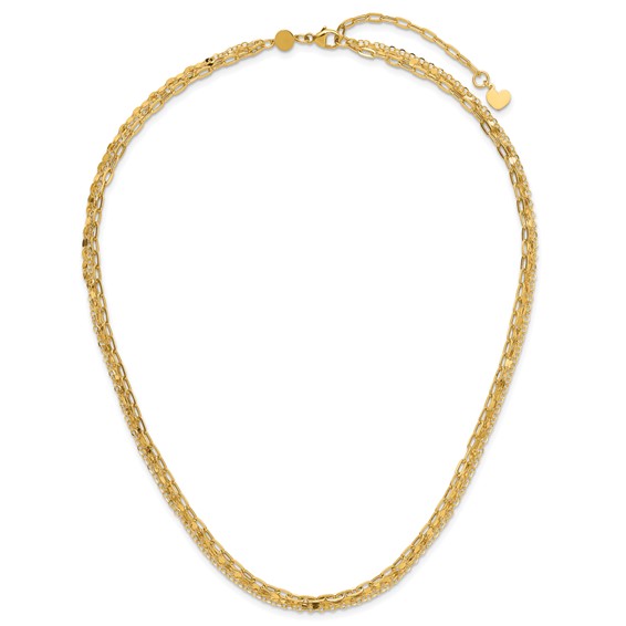 Leslie's 14K Polished 3-strand Fancy Link w/2in ext. Necklace