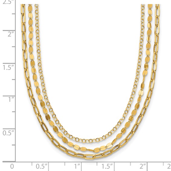 Leslie's 14K Polished 3-strand Fancy Link w/2in ext. Necklace