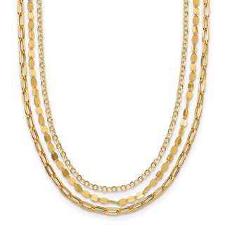 Leslie's 14K Polished 3-strand Fancy Link w/2in ext. Necklace