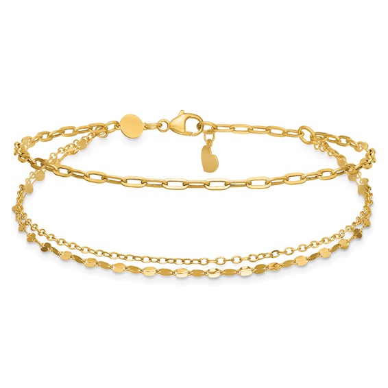 Leslie's 14K Polished 3-strand Fancy Link w/1in ext. Bracelet