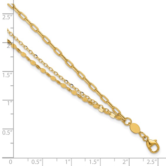 Leslie's 14K Polished 3-strand Fancy Link w/1in ext. Bracelet