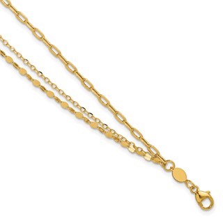 Leslie's 14K Polished 3-strand Fancy Link w/1in ext. Bracelet
