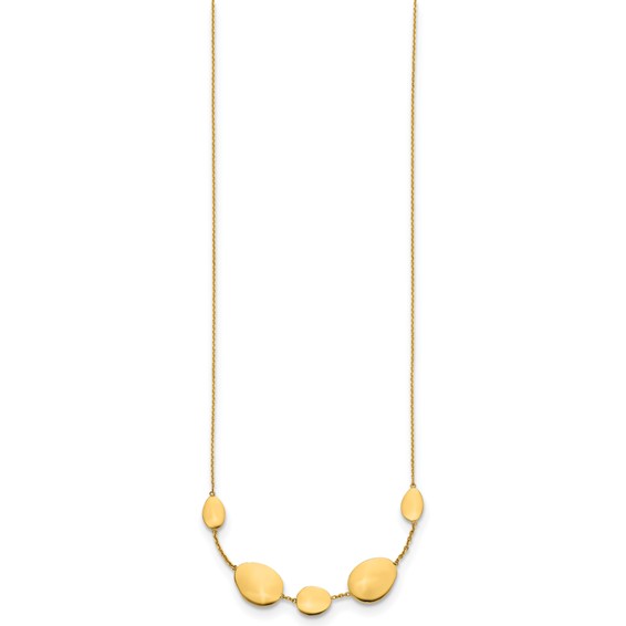 Leslie's 14K Polished Fancy Oval Station with 2in ext. Necklace