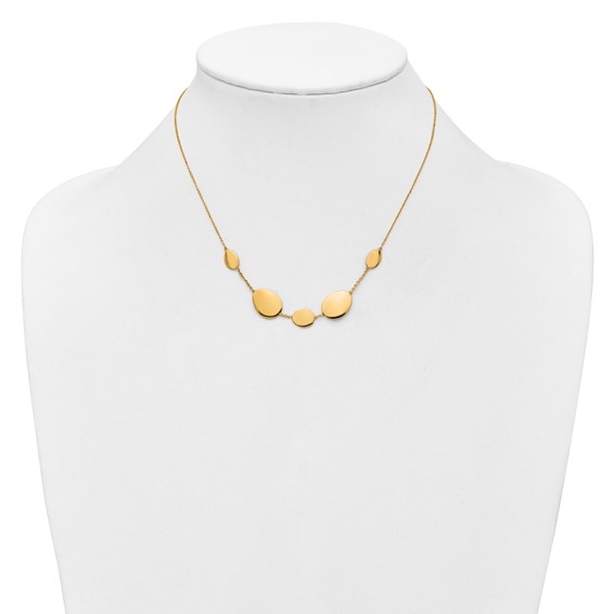 Leslie's 14K Polished Fancy Oval Station with 2in ext. Necklace