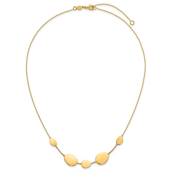 Leslie's 14K Polished Fancy Oval Station with 2in ext. Necklace