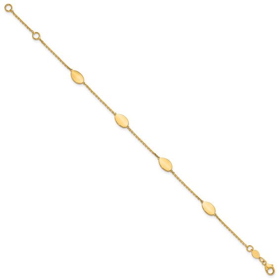 Leslie's 14K Polished Fancy Oval Station with 1in ext. Bracelet