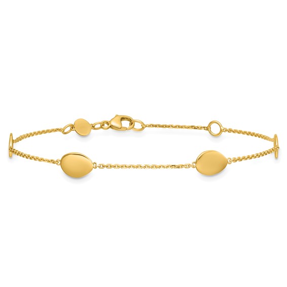 Leslie's 14K Polished Fancy Oval Station with 1in ext. Bracelet