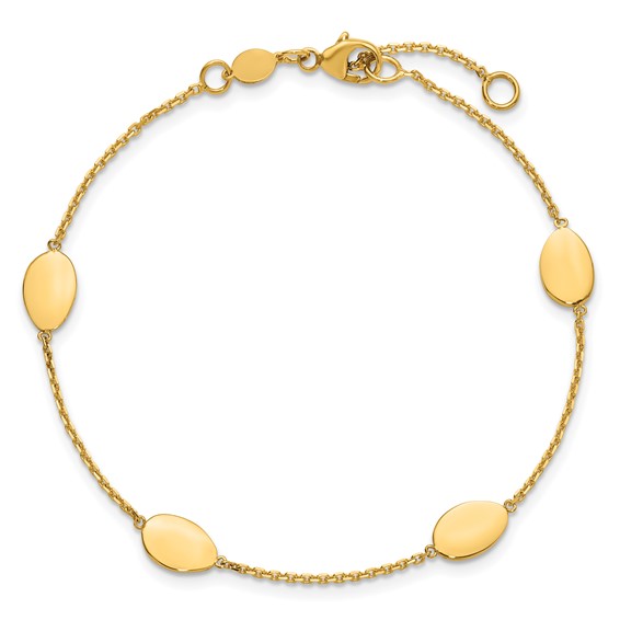 Leslie's 14K Polished Fancy Oval Station with 1in ext. Bracelet