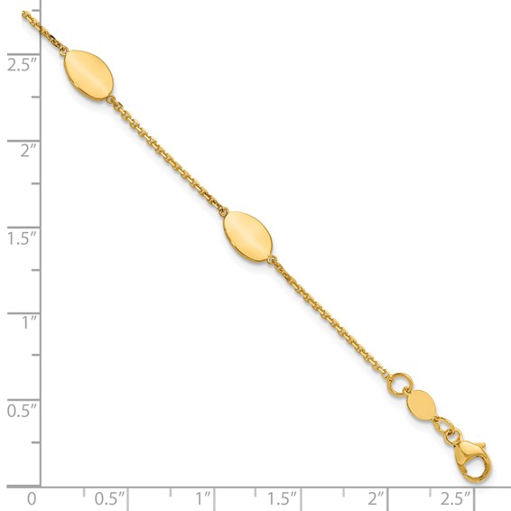 Leslie's 14K Polished Fancy Oval Station with 1in ext. Bracelet
