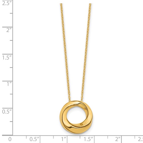 Leslie's 14K Polished Circle Pendant on Dia-cut Chain w/1in ext. Necklace