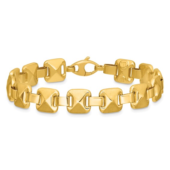 Leslie's 14K Polished and Brushed Fancy Square Link Reversible Bracelet