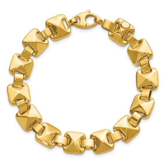 Leslie's 14K Polished and Brushed Fancy Square Link Reversible Bracelet