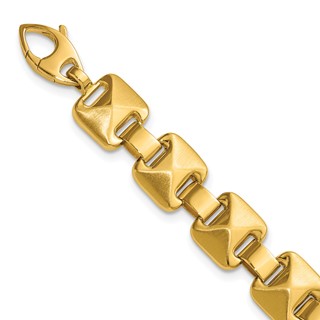 Leslie's 14K Polished and Brushed Fancy Square Link Reversible Bracelet